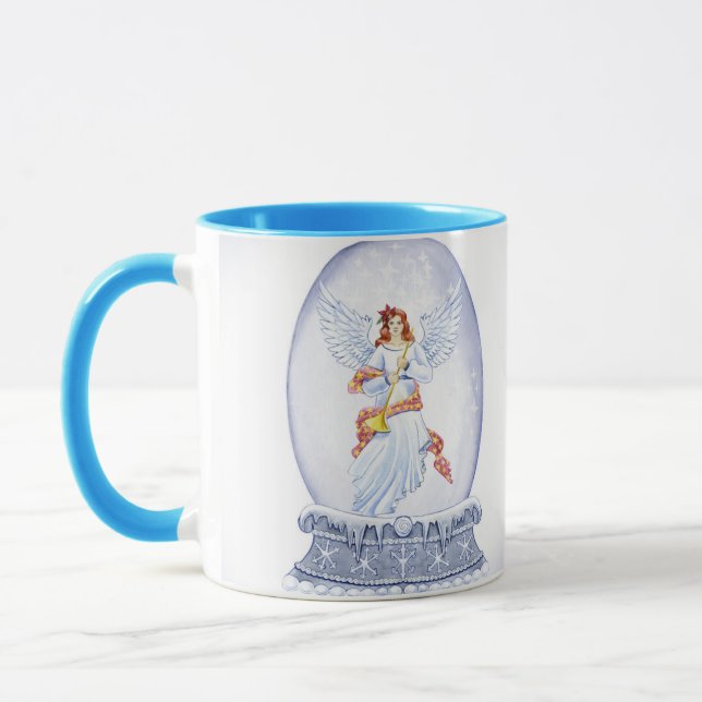 Snow globe with angel illustration mug (Left)