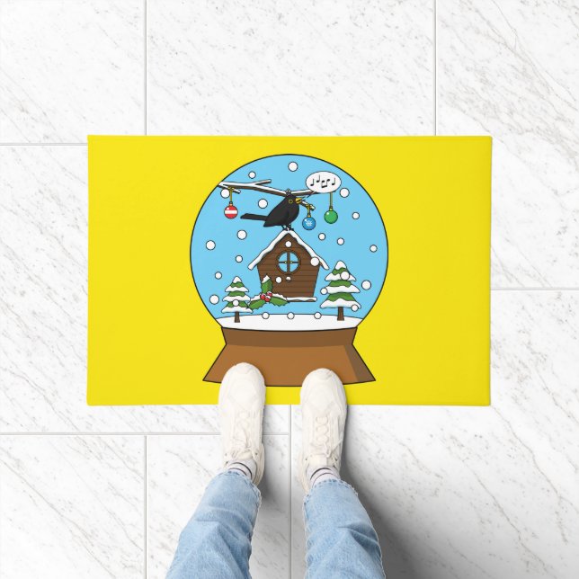 Snow Globe with Blackbird Singing Doormat (Indoor)