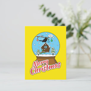 Snow Globe with Blackbird Singing Holiday Card