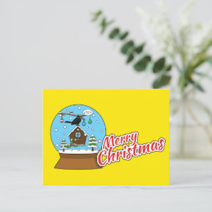Snow Globe with Blackbird Singing Holiday Postcard