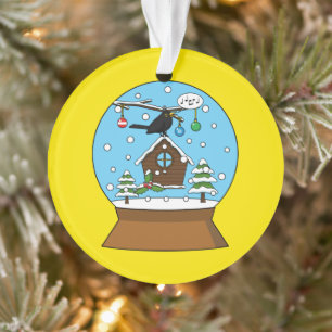 Snow Globe with Blackbird Singing Ornament