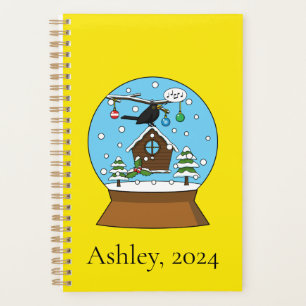 Snow Globe with Blackbird Singing Personalise Planner