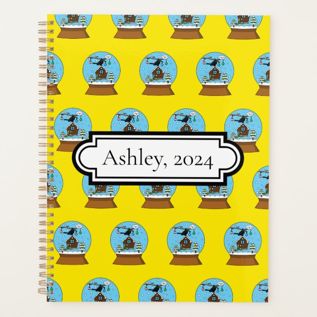 Snow Globe with Blackbird Singing | Personalise Planner (Front)
