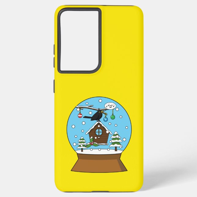 Snow Globe with Blackbird Singing Samsung Galaxy S21 Ultra Case (Back)
