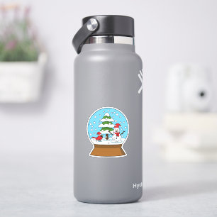 Snow Globe with Cardinal Snowman and Pine Tree