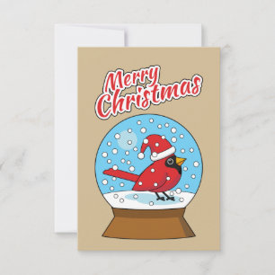 Snow Globe with Cute Red Cardinal