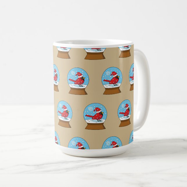 Snow Globe with Cute Red Cardinal Coffee Mug (Front Right)