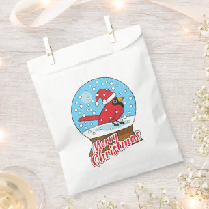 Snow Globe with Cute Red Cardinal Favour Bags