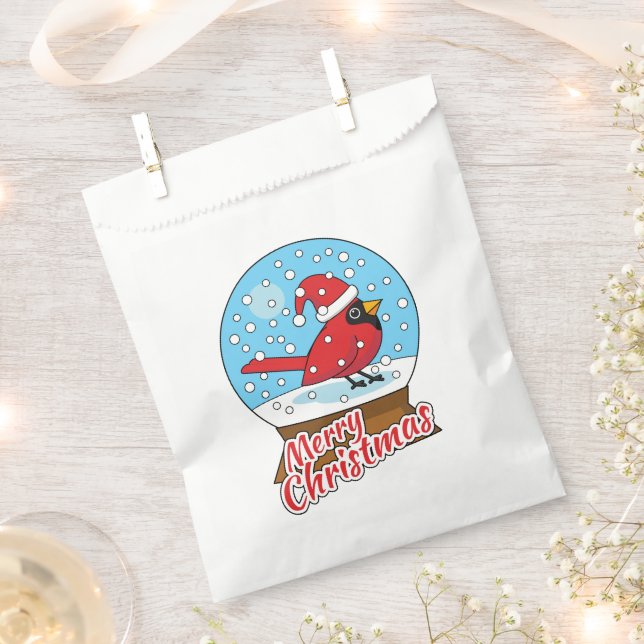 Snow Globe with Cute Red Cardinal Favour Bags (Clipped)