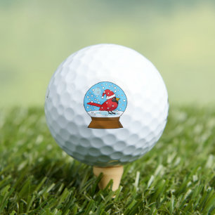 Snow Globe with Cute Red Cardinal Golf Balls