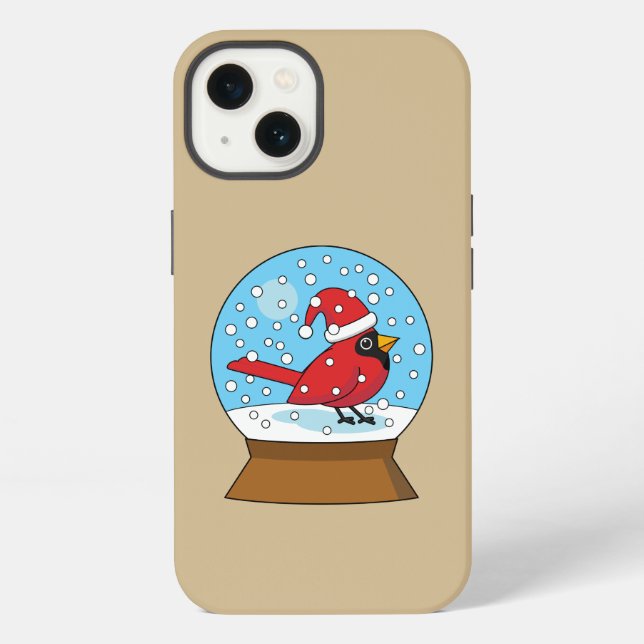 Snow Globe with Cute Red Cardinal iPhone Case (Back)