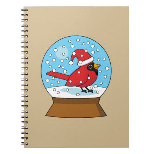 Snow Globe with Cute Red Cardinal Notebook