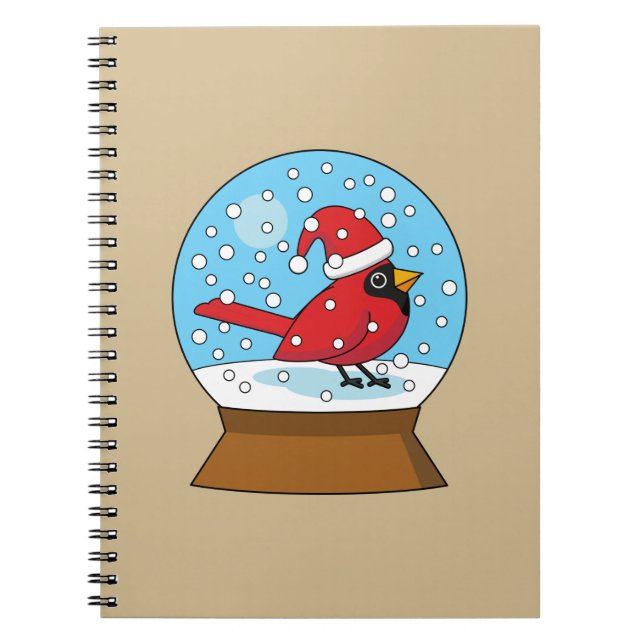 Snow Globe with Cute Red Cardinal Notebook (Front)
