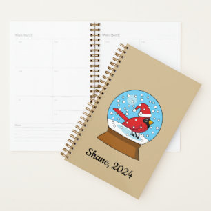 Snow Globe with Cute Red Cardinal Planner