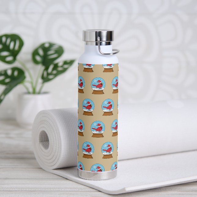 Snow Globe with Cute Red Cardinal Water Bottle (Yoga)