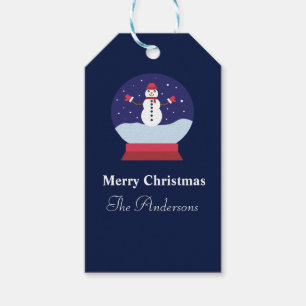 Snow Globe with Cute snowman Christmas Family  Gift Tags