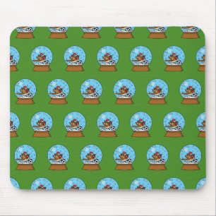 Snow Globe with Cute Sparrow Playing Soccer Mouse Mat