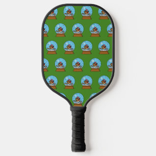 Snow Globe with Cute Sparrow Playing Soccer Pickleball Paddle