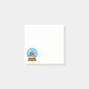 Snow Globe with Cute Sparrow Playing Soccer Post-it Notes