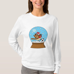 Snow Globe with Cute Sparrow Playing Soccer T-Shirt