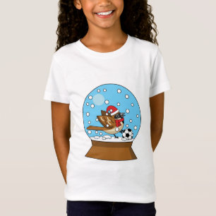 Snow Globe with Cute Sparrow Playing Soccer T-Shirt