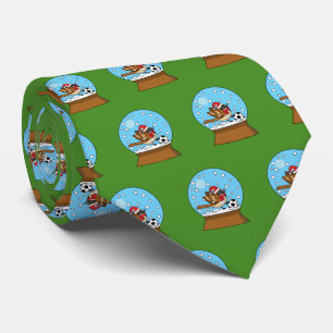 Snow Globe with Cute Sparrow Playing Soccer Tie
