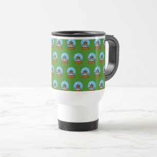 Snow Globe with Cute Sparrow Playing Soccer Travel Mug
