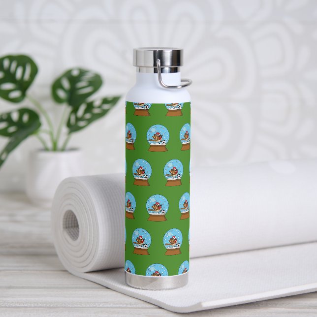 Snow Globe with Cute Sparrow Playing Soccer Water Bottle (Yoga)