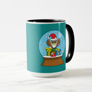 Snow Globe with Santa Claus Owl Mug
