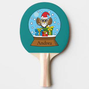 Snow Globe with Santa Claus Owl Personalise Ping Pong Paddle