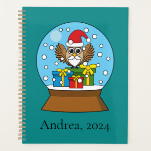 Snow Globe with Santa Claus Owl Personalise Planner