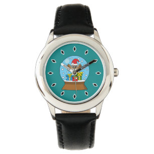 Snow Globe with Santa Claus Owl Watch