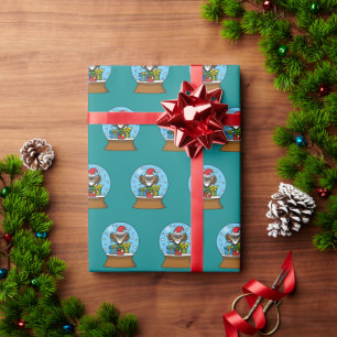 Snow Globe with Santa Claus Owl Wrapping Paper