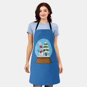 Snow Globe with Snowman and Pine Tree Apron