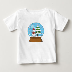 Snow Globe with Snowman and Pine Tree Baby T-Shirt