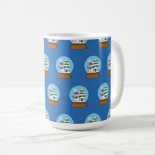 Snow Globe with Snowman and Pine Tree Coffee Mug (Front Right)