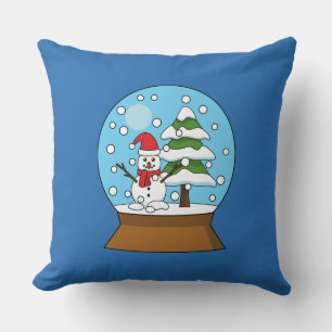 Snow Globe with Snowman and Pine Tree Cushion