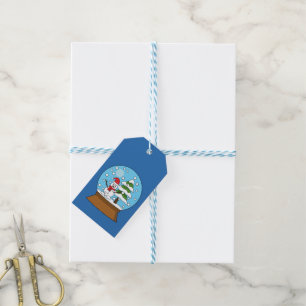 Snow Globe with Snowman and Pine Tree Gift Tags