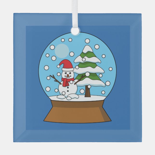 Snow Globe with Snowman and Pine Tree Glass Tree Decoration (Front)