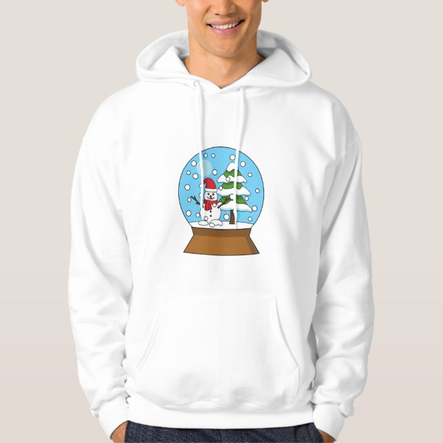 Snow Globe with Snowman and Pine Tree Hoodie (Front)