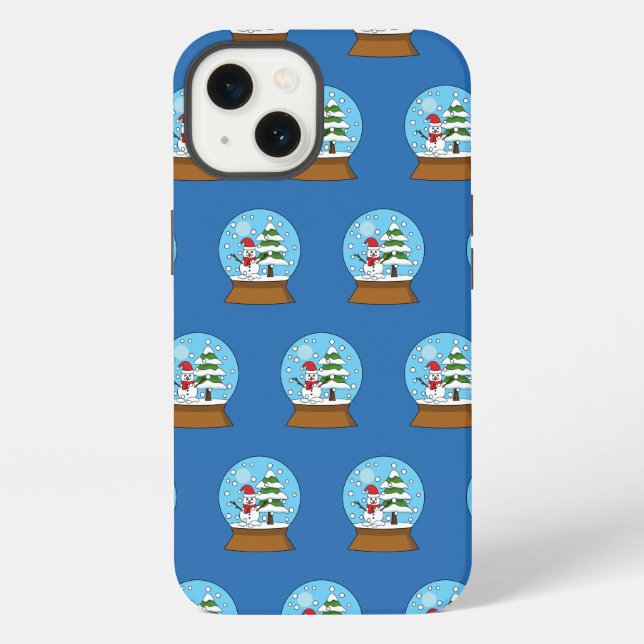 Snow Globe with Snowman and Pine Tree iPhone Case (Back)