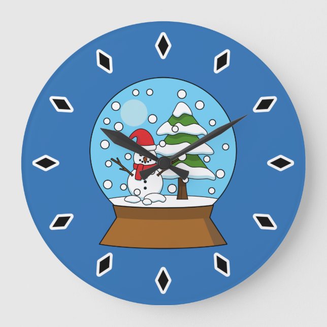 Snow Globe with Snowman and Pine Tree Large Clock (Front)