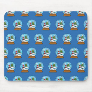 Snow Globe with Snowman and Pine Tree Mouse Mat