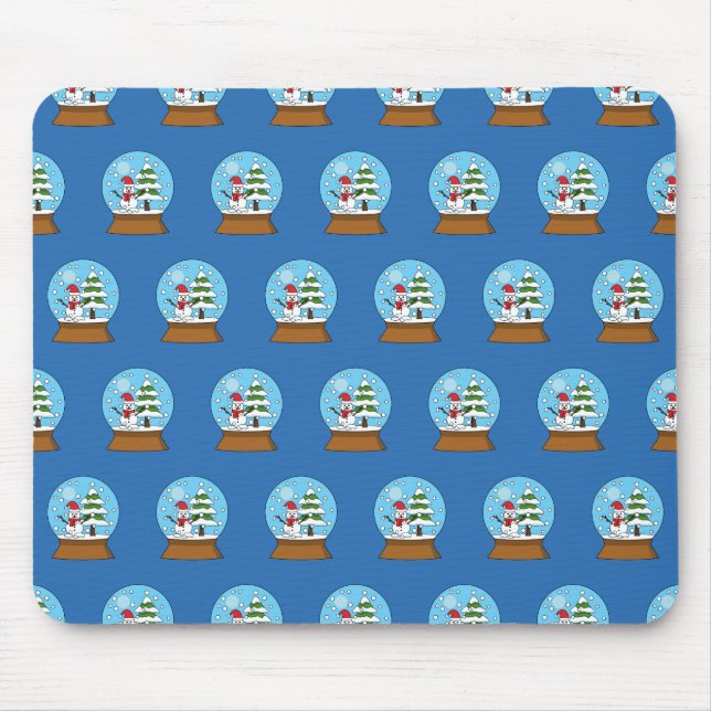 Snow Globe with Snowman and Pine Tree Mouse Mat (Front)