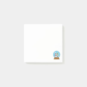 Snow Globe with Snowman and Pine Tree Post-it Notes