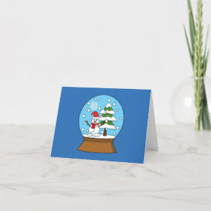 Snow Globe with Snowman and Pine Tree Thank You Card