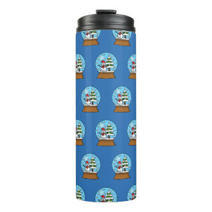 Snow Globe with Snowman and Pine Tree Thermal Tumbler