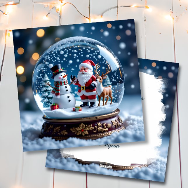 Snow Globe with Snowman and Santa Christmas Holiday Card (Creator Uploaded)