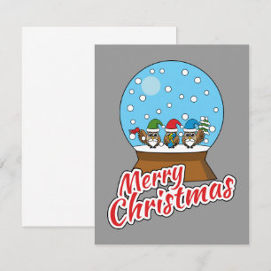 Snow Globe with Three Gnome Owls Card