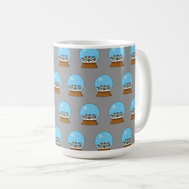Snow Globe with Three Gnome Owls Coffee Mug (Front Right)